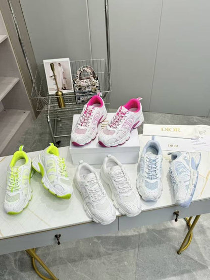 CD CHORONO SNEAKER IN WHITE AND LIGHT GREEN MESH