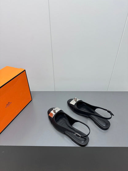 INNOCENTE SLINGBACK IN BLACK CALFSKIN