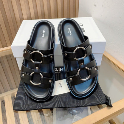 DAD SANDALS BLACK CALFSKIN