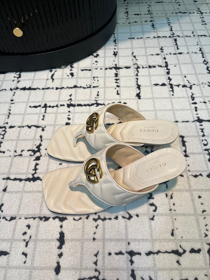 GG THONG SANDALS 55 WHITE CALKSKIN