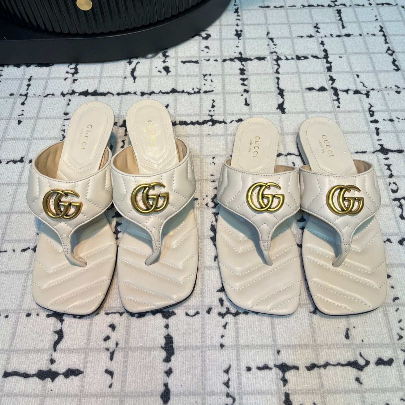 GG THONG SANDALS 55 WHITE CALKSKIN