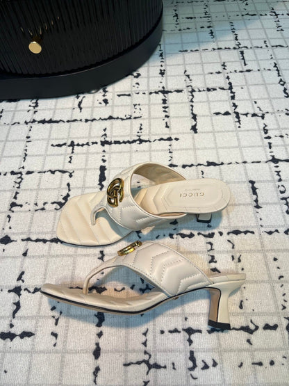 GG THONG SANDALS 55 WHITE CALKSKIN