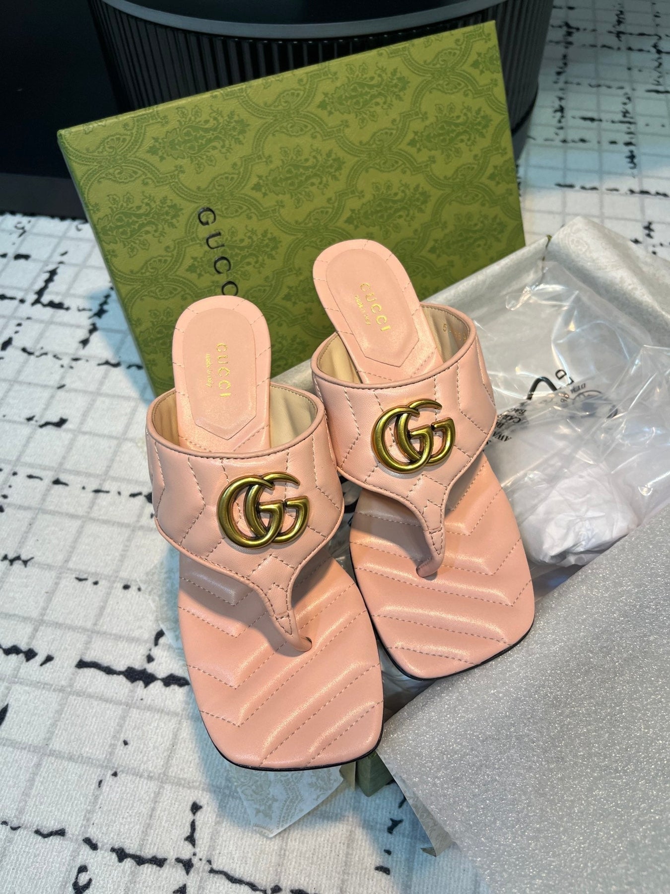 GG THONG SANDALS 55 LIGHT PINK CALKSKIN