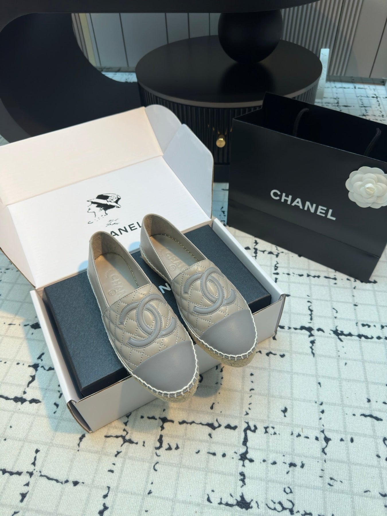 ESPADRILLES LOAFERS IN FLINT GREY LAMBSKIN