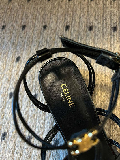 CLEMENCE MULTI TRIOMPHE 45 MM SANDAL IN BLACK LAMBSKIN