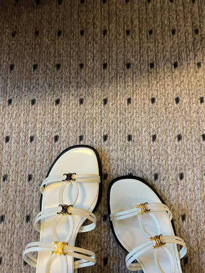 CLEMENCE MULTI TRIOMPHE 45 MM SANDAL IN WHITE LAMBSKIN