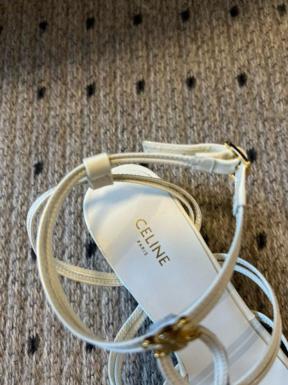 CLEMENCE MULTI TRIOMPHE 45 MM SANDAL IN WHITE LAMBSKIN