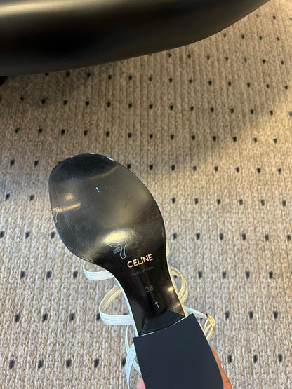 CLEMENCE MULTI TRIOMPHE 45 MM SANDAL IN WHITE LAMBSKIN