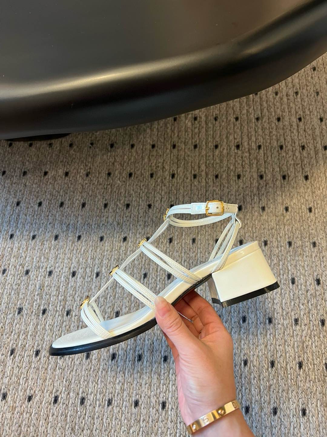 CLEMENCE MULTI TRIOMPHE 45 MM SANDAL IN WHITE LAMBSKIN