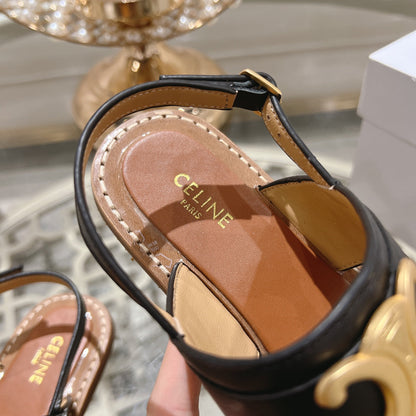 LYMPIA TRIOMPHE THONG IN CALFSKIN BLACK/BROWN