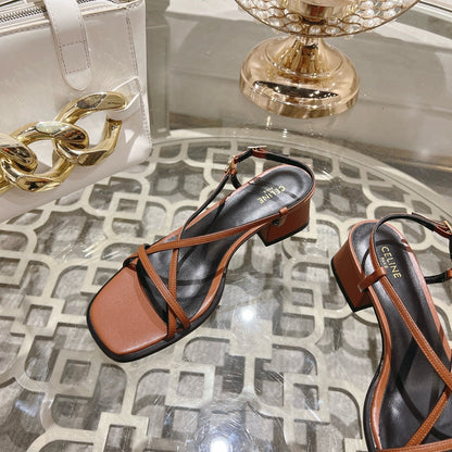 HIGH SANDAL 45MM IN RUSSET BROWN LAMBSKIN