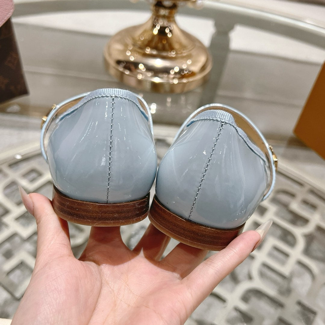 MARY JANE SHOES IN BLUE PASTEL PATENT CALFSKIN