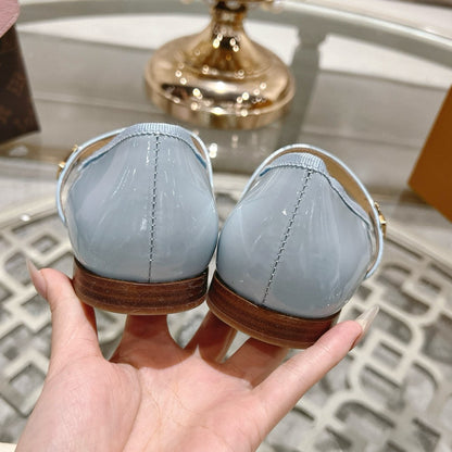 MARY JANE SHOES IN BLUE PASTEL PATENT CALFSKIN