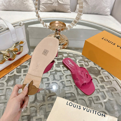 ISOLA FLAT SLIDE IN DARK PINK CALFSKIN