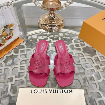 ISOLA FLAT SLIDE IN DARK PINK CALFSKIN