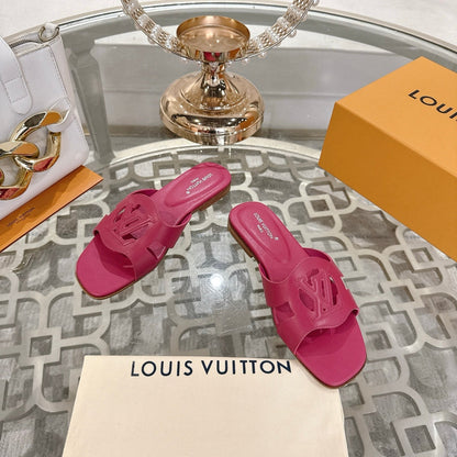 ISOLA FLAT SLIDE IN DARK PINK CALFSKIN