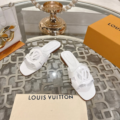 ISOLA FLAT SLIDE IN WHITE CALFSKIN