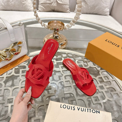 ISOLA FLAT SLIDE IN CHERRY RED CALFSKIN