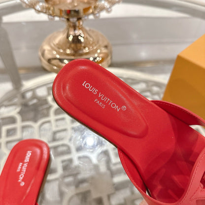 ISOLA FLAT SLIDE IN CHERRY RED CALFSKIN