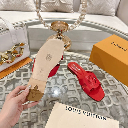 ISOLA FLAT SLIDE IN CHERRY RED CALFSKIN