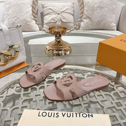 ISOLA FLAT SLIDE IN DUSTY PINK CALFSKIN