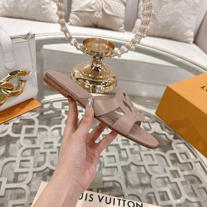 ISOLA FLAT SLIDE IN DUSTY PINK CALFSKIN