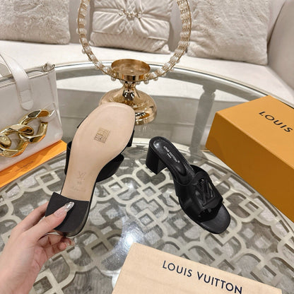 ISOLA HIGH 55 MM MULE IN BLACK CALFSKIN