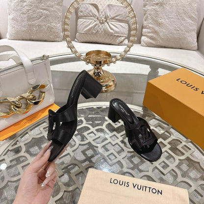 ISOLA HIGH 55 MM MULE IN BLACK CALFSKIN