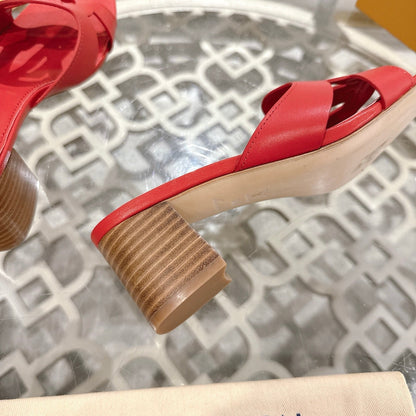 ISOLA HIGH 55 MM MULE IN CHERRY RED CALFSKIN