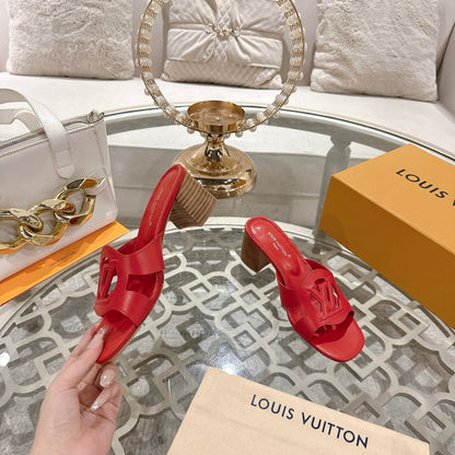 ISOLA HIGH 55 MM MULE IN CHERRY RED CALFSKIN