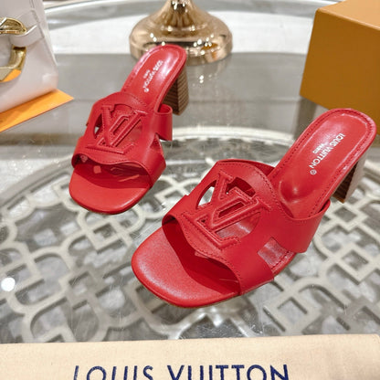 ISOLA HIGH 55 MM MULE IN CHERRY RED CALFSKIN