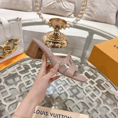 ISOLA HIGH 55 MM MULE IN DUSTY PINK CALFSKIN