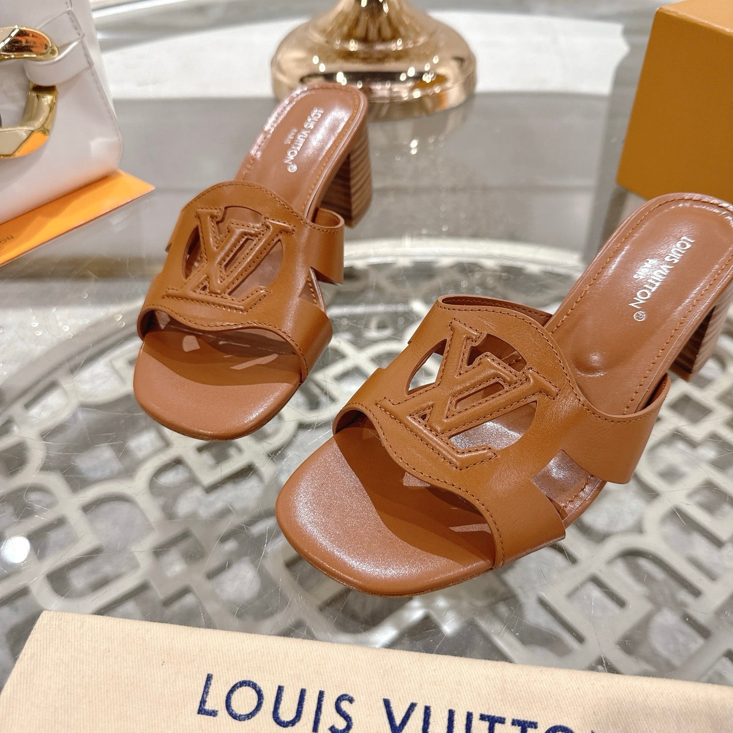 ISOLA HIGH 55 MM MULE IN BRONZE BROWN CALFSKIN