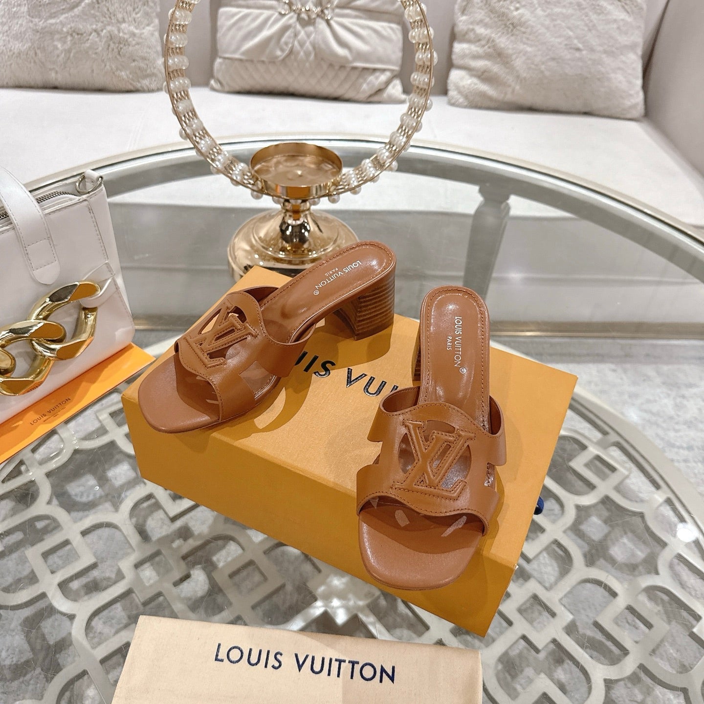 ISOLA HIGH 55 MM MULE IN BRONZE BROWN CALFSKIN