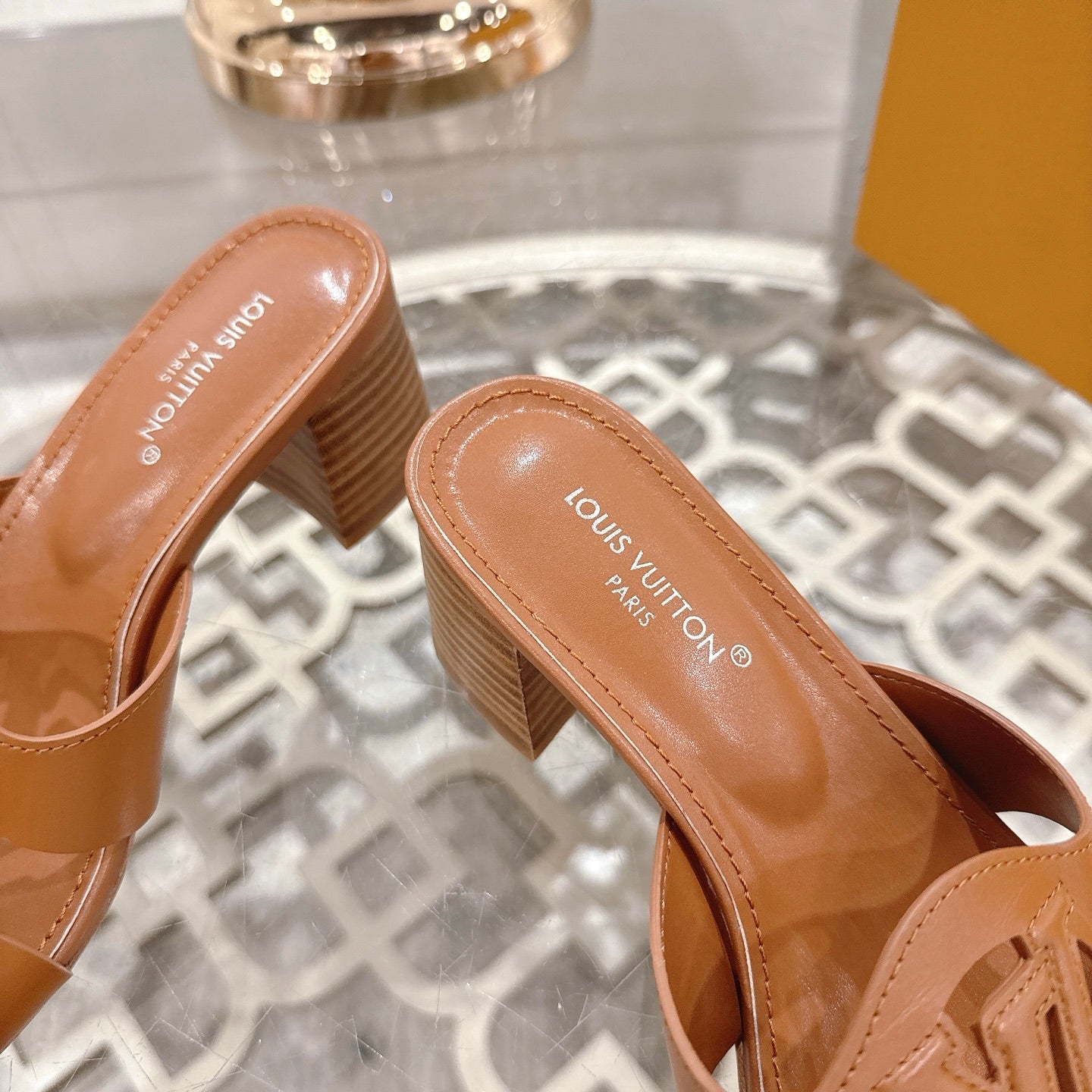 ISOLA HIGH 55 MM MULE IN BRONZE BROWN CALFSKIN