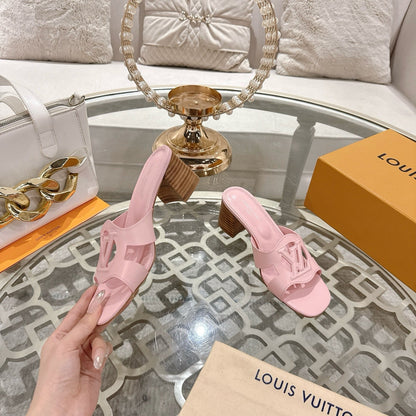 ISOLA HIGH 55 MM MULE IN PASTEL PINK CALFSKIN