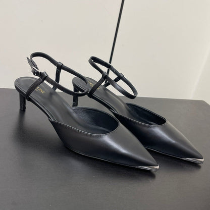 MORRAINE SLINGBACK PUMPS IN BLACK CALFSKIN