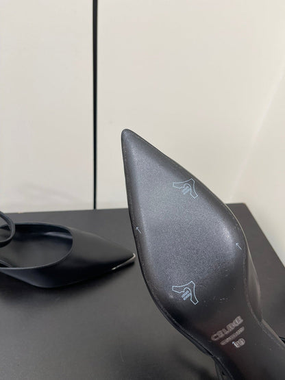 MORRAINE SLINGBACK PUMPS IN BLACK CALFSKIN