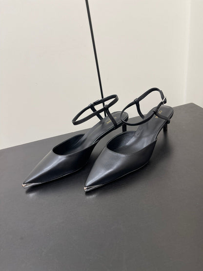 MORRAINE SLINGBACK PUMPS IN BLACK CALFSKIN