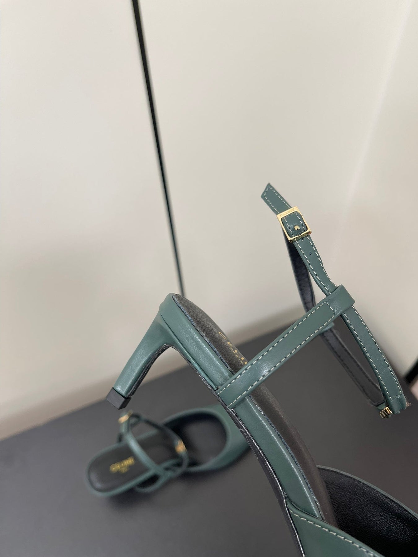 MORRAINE SLINGBACK PUMPS IN TEAL GREEN CALFSKIN