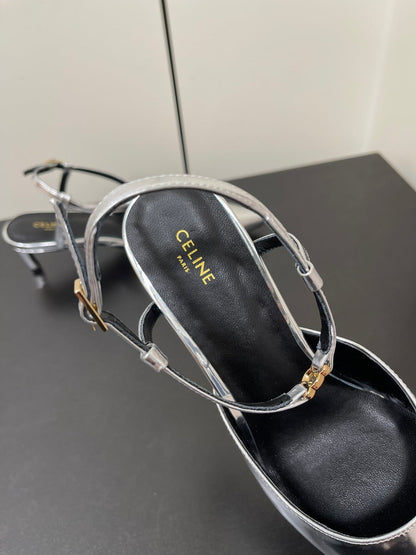 MORRAINE SLINGBACK PUMPS IN SILVER CALFSKIN