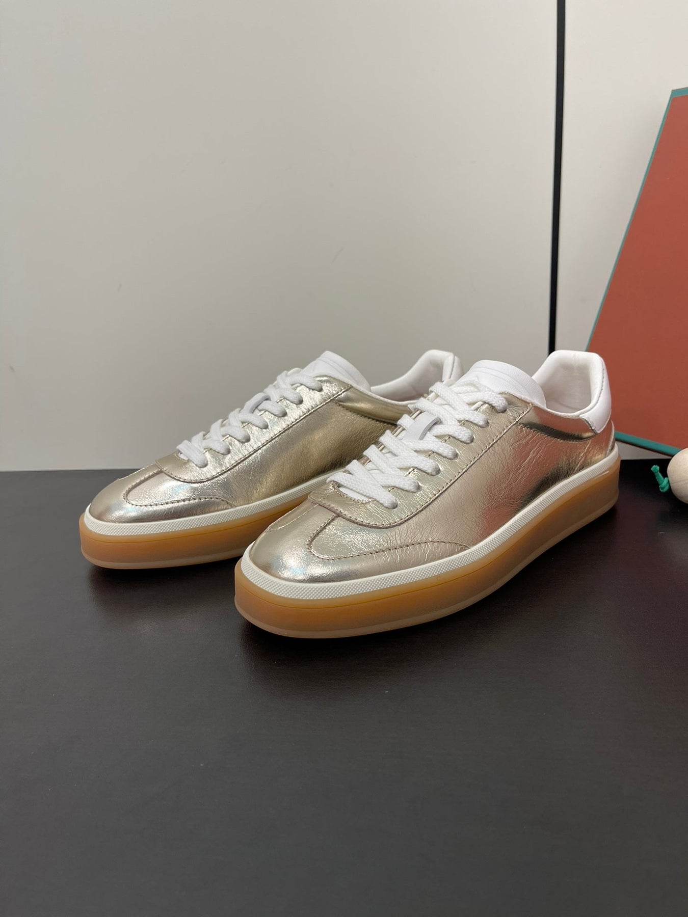 LP TENNIS WALK SNEAKERS LIGHT GOLD CALFSKIN