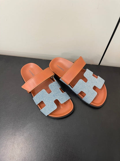 CHYPRE SANDAL ORANGE MIX SKY CALFSKIN