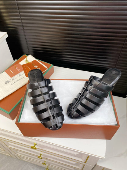 LP KAEDE SANDALS BLACK CALFSKIN