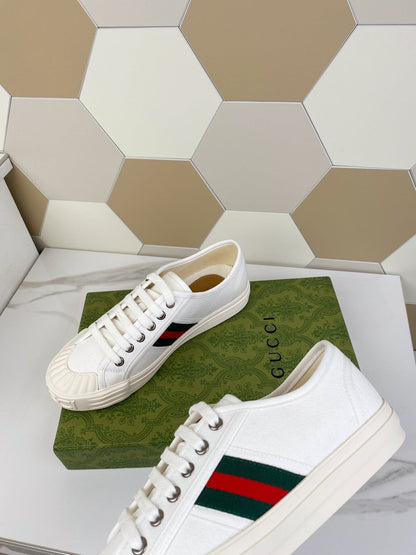 GG JULIO SNEAKER WITH WEB WHITE CANVAS