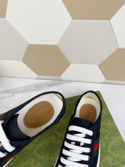 GG JULIO SNEAKER WITH WEB BLACK CANVAS