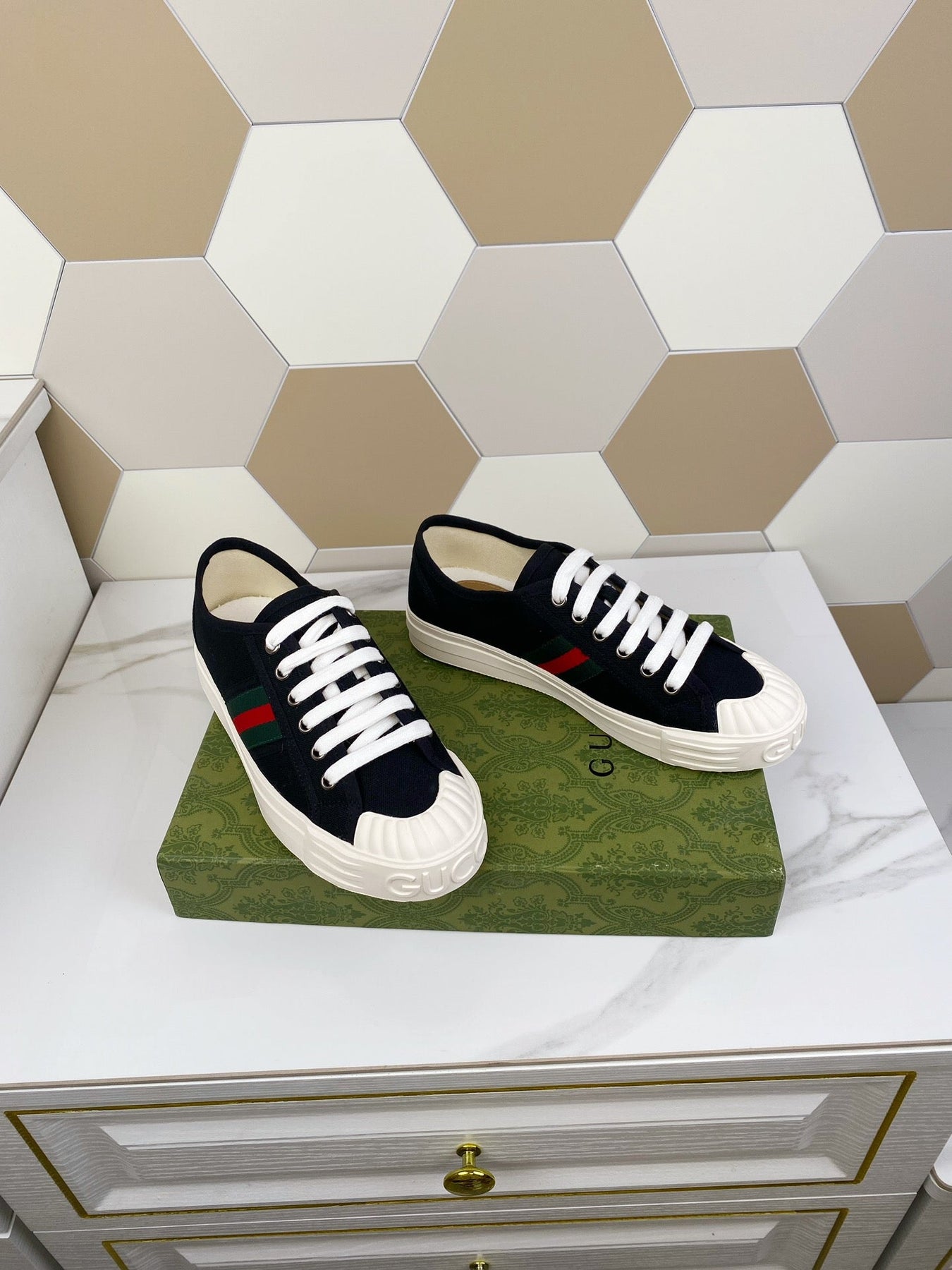 GG JULIO SNEAKER WITH WEB BLACK CANVAS