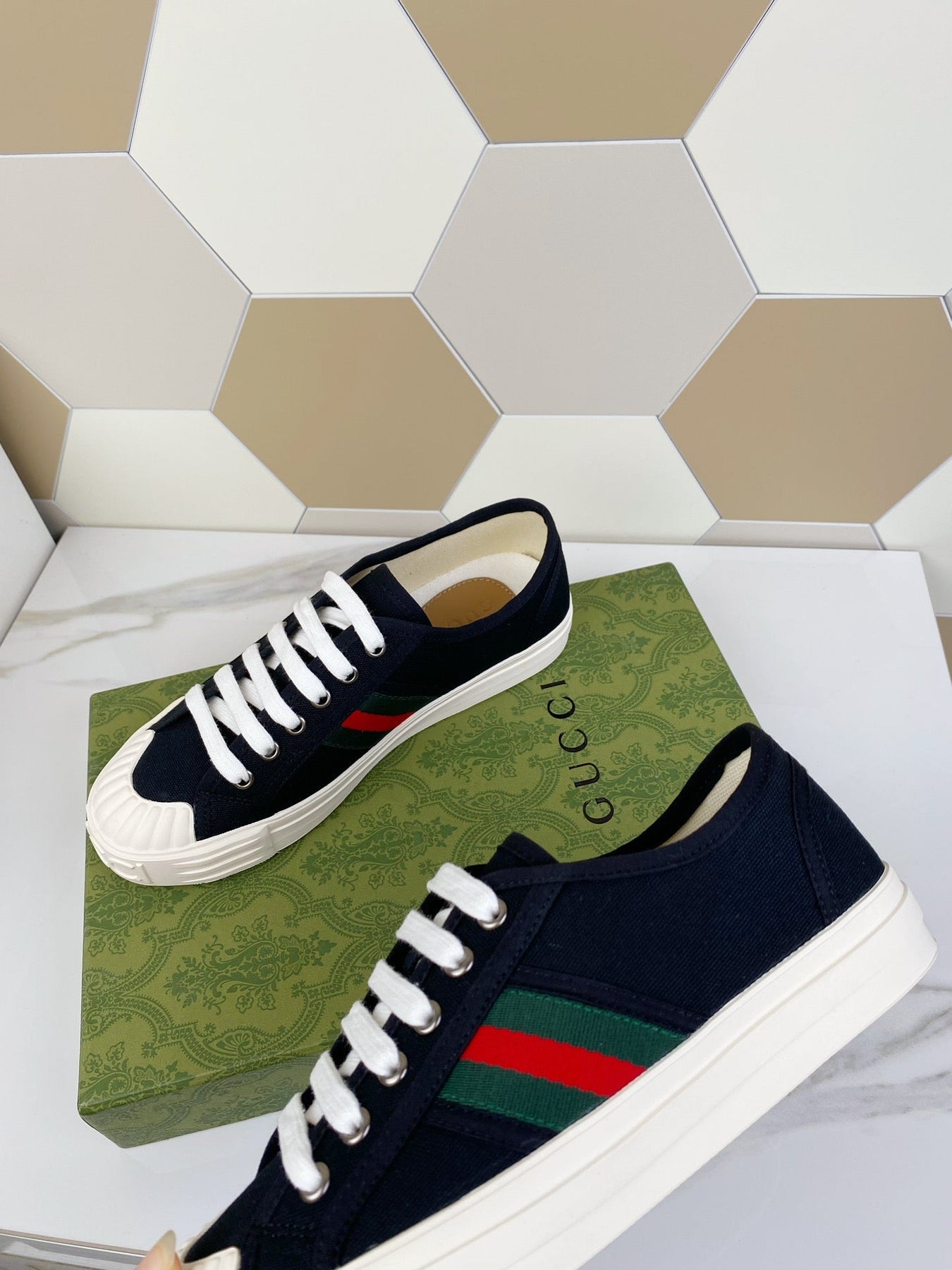 GG JULIO SNEAKER WITH WEB BLACK CANVAS