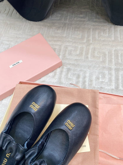 MARY JANE FLATS IN BLACK SMOOTH LAMBSKIN