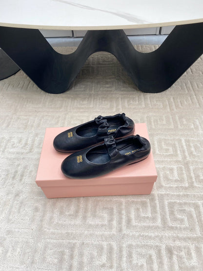 MARY JANE FLATS IN BLACK SMOOTH LAMBSKIN